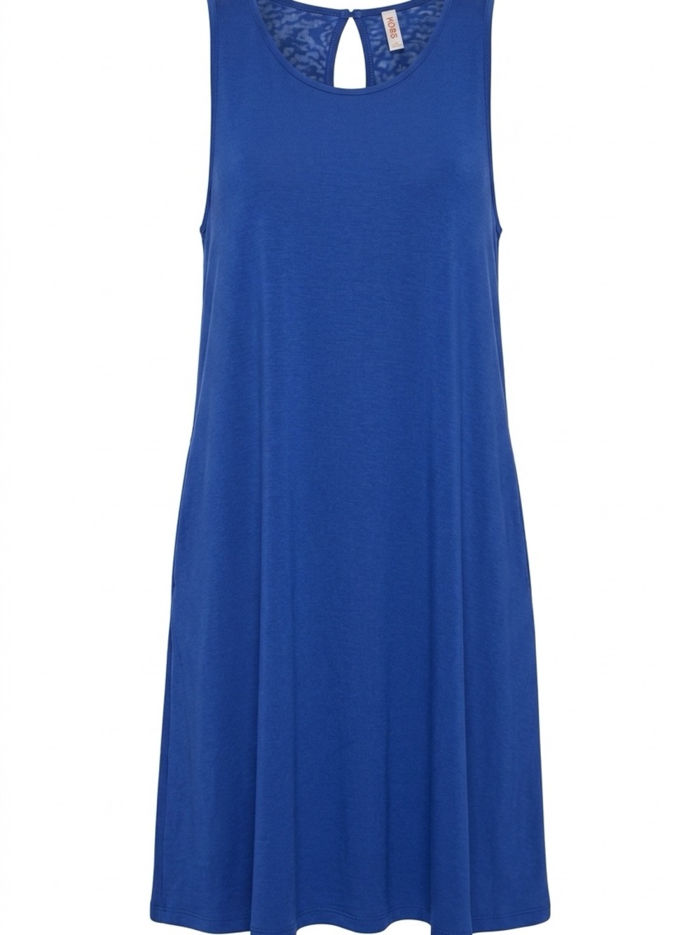 Sleeveless Royal Blue A-Line Dress with Keyhole Back